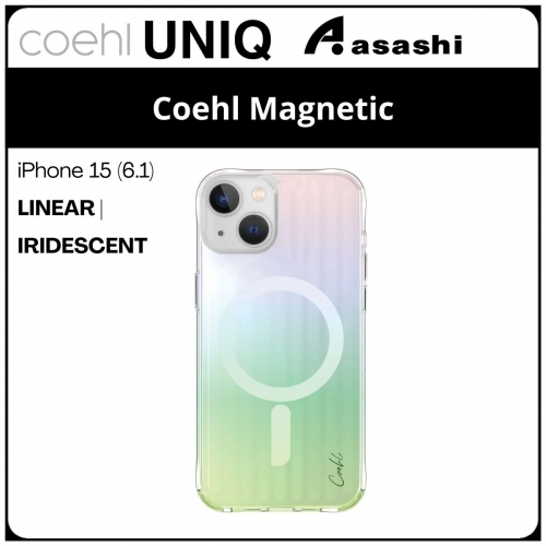 (86652) Uniq Coehl Magnetic Charging iPhone 15 (6.1) Hybrid Case -Linear | Iridescent