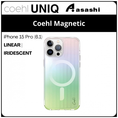 (86683) Uniq Coehl Magnetic Charging iPhone 15 Pro (6.1) Hybrid Case -Linear | Iridescent