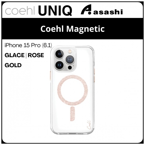 (86751) Uniq Coehl Magnetic Charging iPhone 15 Pro (6.1) Hybrid Case - Glace | Rose Gold