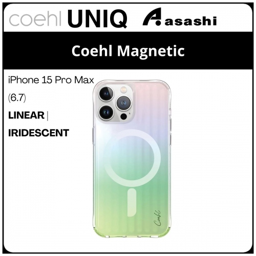 (86829) Uniq Coehl Magnetic Charging iPhone 15 Pro Max (6.7) Hybrid Case -Linear | Iridescent