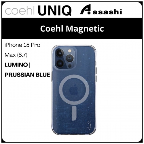 (86843) Uniq Coehl Magnetic Charging iPhone 15 Pro Max (6.7) Hybrid Case - Lumino | Prussian Blue