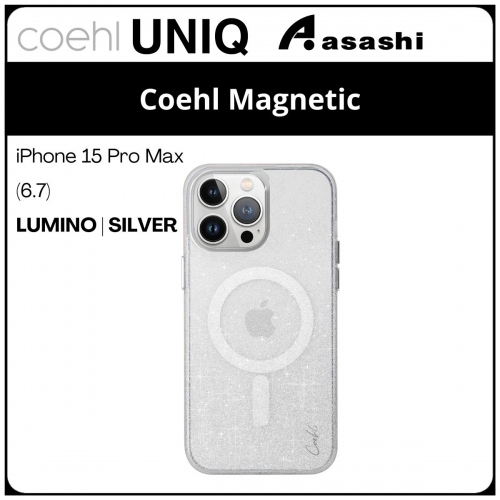 (86850) Uniq Coehl Magnetic Charging iPhone 15 Pro Max (6.7) Hybrid Case - Lumino | Silver