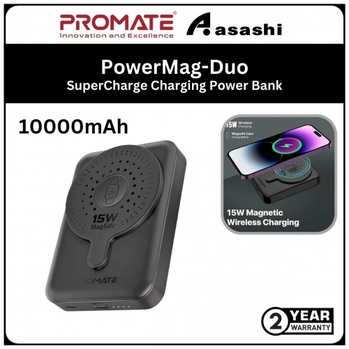 Promate PowerMag-Duo 10000mAh SuperCharge MagSafe & Apple Watch Wireless Charging Power Bank(2yrs Manufacturer Warranty)