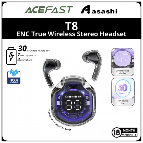 Acefast T8 (Black) ENC True Wireless Stereo Headset LED digital display