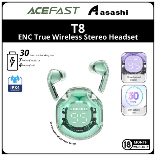 Acefast T8 (Green) ENC True Wireless Stereo Headset LED digital display