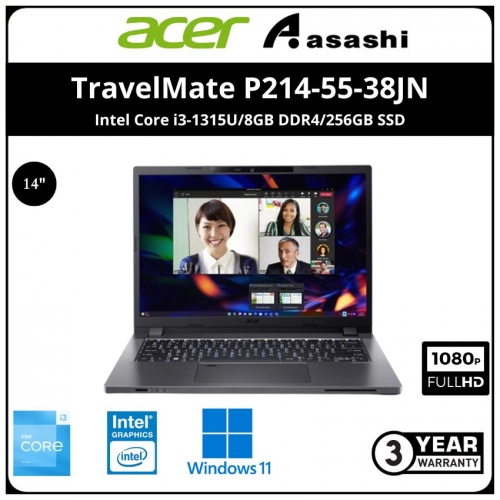 Acer TravelMate P214-55-38JN Commercial Notebook (Intel Core i3-1315U/8GB DDR4/256GB SSD/14
