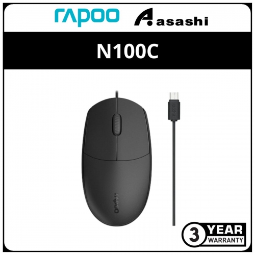 Rapoo N100C (Type-C) Wired Optical Mouse - 3Y