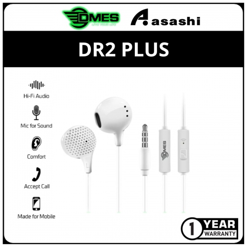 DMES DR2 PLUS Wired Earphone Stereo Music Earphone with Microphone