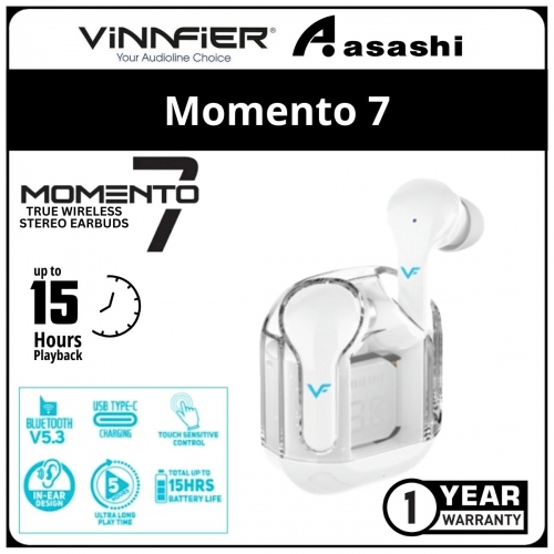 Vinnfier Momento 7 (White) True Wireless Stereo Earbud - 1Y