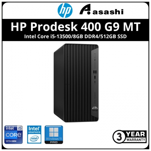 HP Prodesk 400 G9 MT Commercial PC-8U7D9PA-(Intel Core i5-13500/8GB DDR4/512GB SSD/Intel UHD Graphic/No ODD/Keyboard & Mouse/Win11Pro/3yrs)