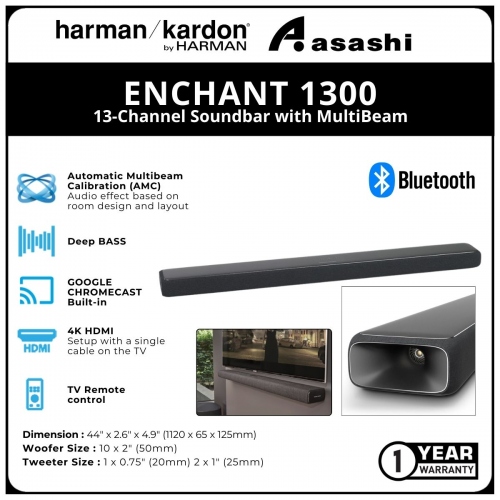 Harman Kardon Enchant 1300. All in One 13-Channel Soundbar with MultiBeam™ Surround Sound (1 yr Manufacturer Warranty)
