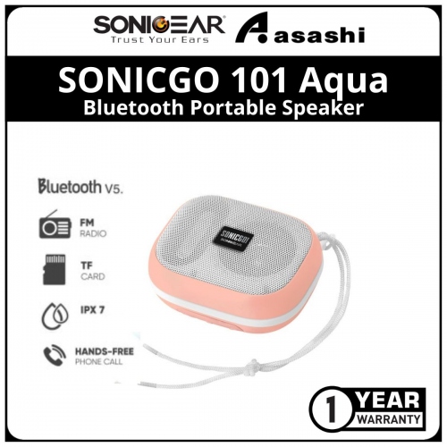 Sonic Gear SONICGO 101 Aqua IPX 7 Waterproof Picnic Bluetooth Portable Speaker With Phone Answering - Pink