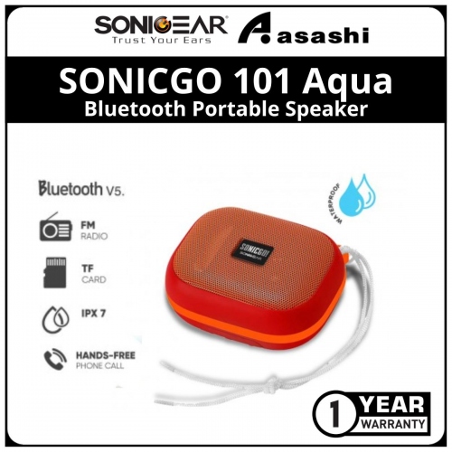 Sonic Gear SONICGO 101 Aqua IPX 7 Waterproof Picnic Bluetooth Portable Speaker With Phone Answering - Red
