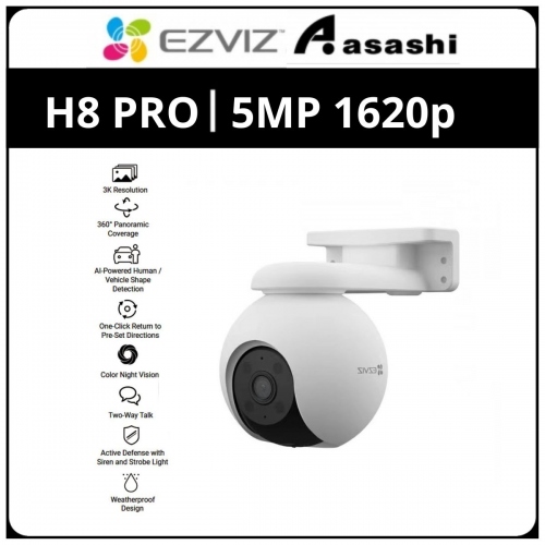 Ezviz H8 PRO 5MP 3K Pan & Tilt Rotate 360° H.265 Outdoor Smart Color Night Vision Two Way Talk Active Defense Wi-Fi Camera