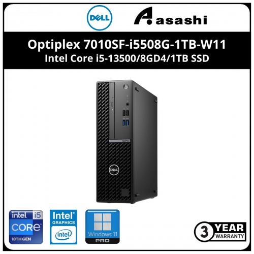 Dell Optiplex 7010SF-i5508G-1TB-W11 SFF Commercial Desktop - (Intel Core i5-13500/8GD4/1TB SSD/Intel UHD Graphic/Wired KB & Mouse/Win11Pro/3Yrs)