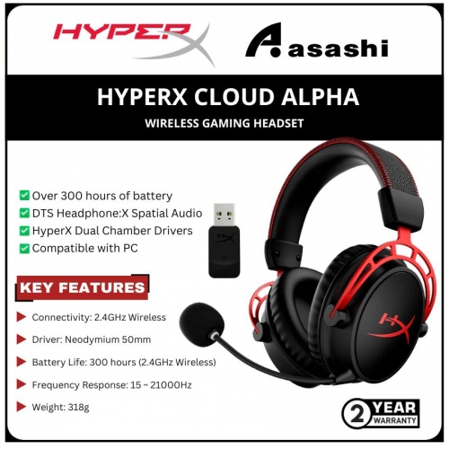 HP HyperX Cloud Alpha - Red (50mm Dual Chamber Driver) Gaming Headset (4P5L1AB)-2 Years Warranty