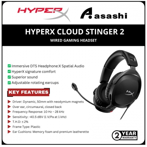 HP HyperX Cloud Stinger 2 Wireless Gaming Headset-(50mm, USB Wireless Adapter, 20Hours-676A2AA)-2 Years Warranty