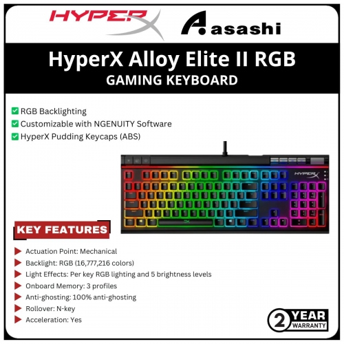 HP HyperX Alloy Elite II RGB Gaming Keyboard-HyperX Red Switch-(4P5N3AA) 2 Years Warranty
