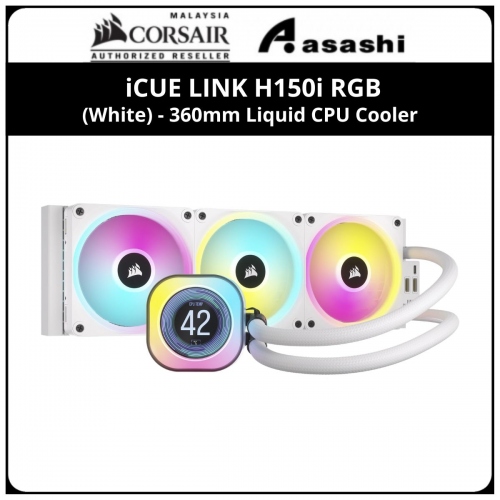 Corsair iCUE LINK H150i RGB (White) 360mm Liquid CPU Cooler w/ iCUE LINK System Hub