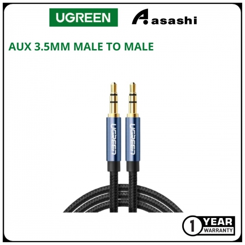 UGREEN AUX 3.5MM MALE TO MALE ROUND BRAID CABLE 1M (BLACK)
