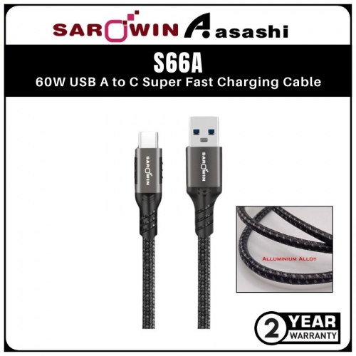 Sarowin S66A (2.0M) 60W USB A to C Super Fast Charging Cable