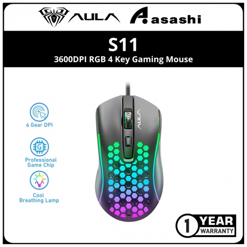 AULA S11 3600DPI RGB 4 Key Gaming Mouse