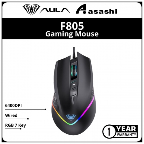 AULA F805 6400DPI RGB 7 Key Gaming Mouse