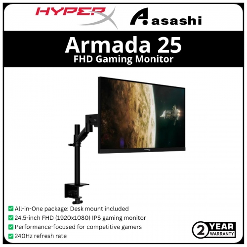 HyperX Armada 25 FHD Gaming Monitor-64V62AA-2 Years