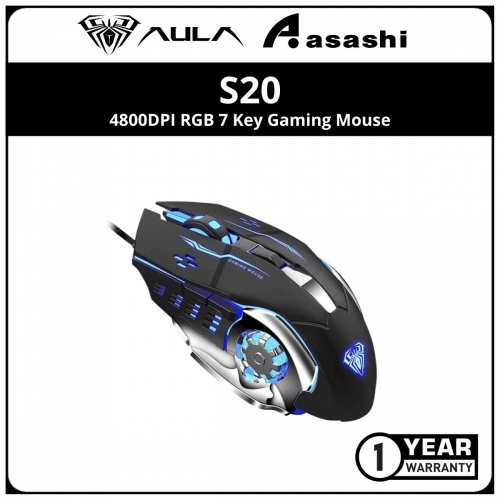 AULA S20 4800DPI RGB 7 Key Gaming Mouse
