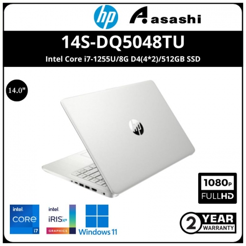 HP 14s-dq5048TU Notebook-6P6P7PA-(Intel Core i7-1255U/8G D4(4*2)/512GB SSD/14