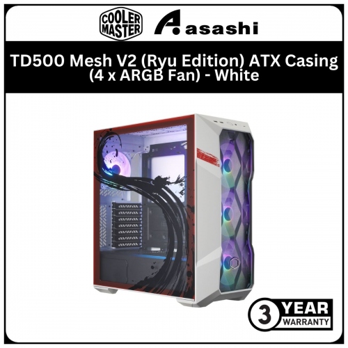Cooler Master TD500 Mesh V2 (Ryu Edition) ATX Casing (4 x ARGB Fan) - White