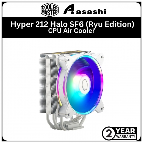 Cooler Master Hyper 212 Halo SF6 (Ryu Edition) CPU Air Cooler - 2 Years Warranty (LGA1700 Ready) White