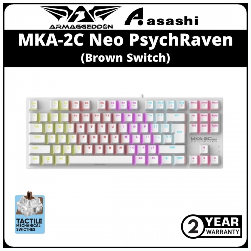 PROMO - Armaggeddon MKA-2C Neo PsychRaven (87 Keys) White Tactile Mechanical Gaming Keyboard - Brown Switch