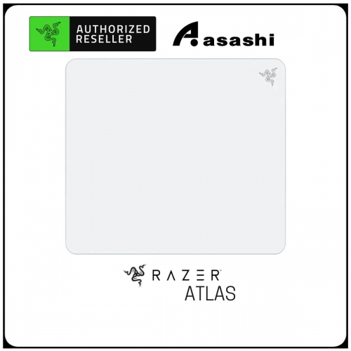 Razer Atlas White Edition (Premium Tempered Glass, Ultra-Smooth & Micro-Etched Surface, Anti-slip Rubber Base)