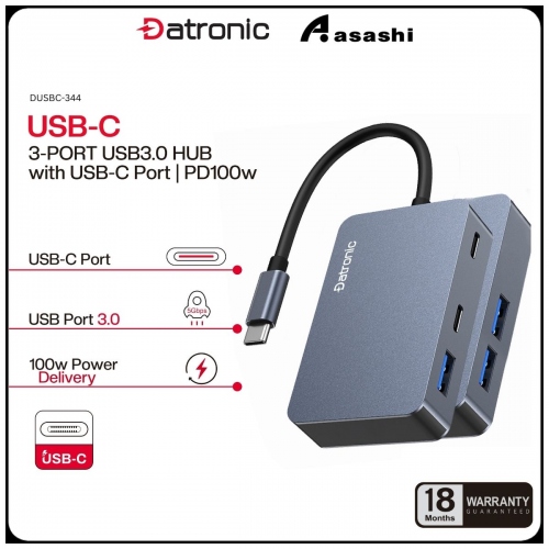 Datronic DUSB-344 USB-C to USB3.0 x 3 / USB-C Data with PD100w