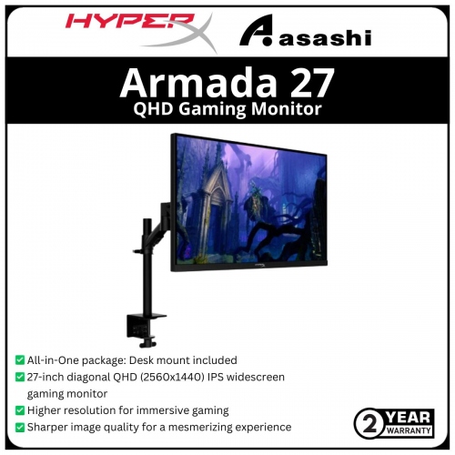 HyperX Armada 27 QHD Gaming Monitor-64V70AA-2 Years
