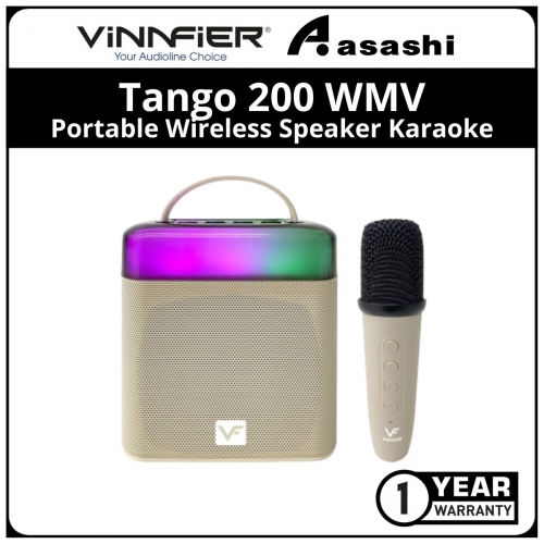 Vinnfier VF Tango 200 WMV Portable Wireless Speaker Karaoke Bluetooth Color LED Lights 15W Output Audio