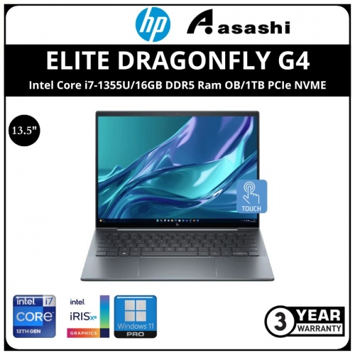 HP Elite Dragonfly G4 Commercial Notebook-9D6L4PT
-(Intel Core i7-1355U/16GB DDR5 Ram OB/1TB PCIe NVME/13.5