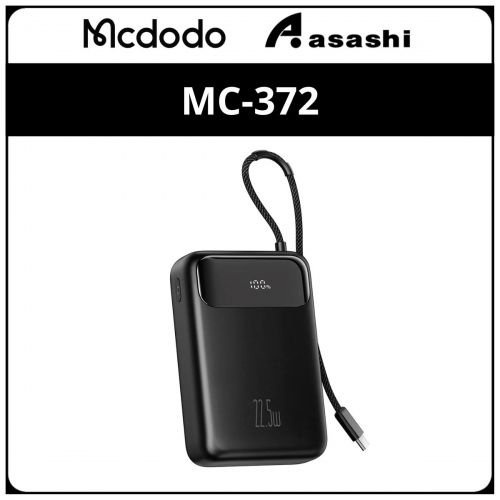 Mcdodo MC-372 (Black | TYPE-C) 22.5W 20000mAh Digital Display Power Bank Built-In Cable