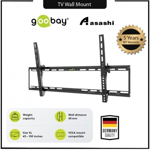 Goobay 49743 Wall Mount 85 Inch Tiltable for TVs and Monitors from 43'' to 100''