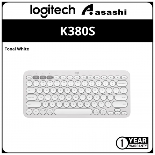 Logitech K380S-Tonal White Multi-Device Bluetooth Keyboard (1 yrs Limited Hardware Warranty)