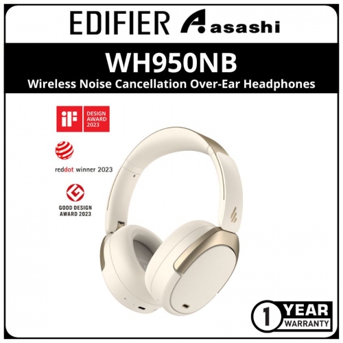 Edifier WH950NB Wireless Noise Cancellation Over-Ear Headphones - Ivory (1 yrs Limited Hardware Warranty)