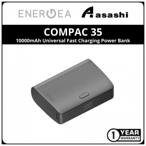 Energea COMPAC 35 10000mAh PD35W Universal Fast Charging Power Bank - GunMetal (1 yrs Limited Hardware Warranty)