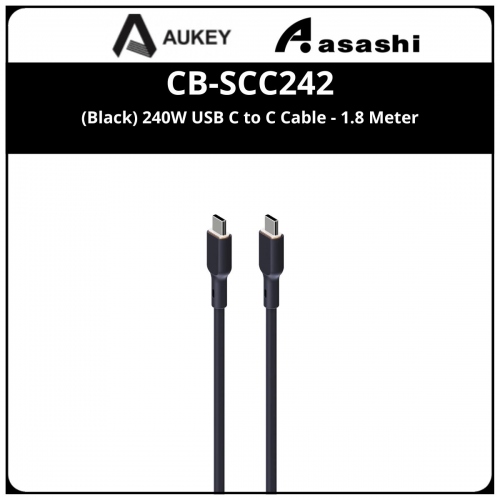 Aukey CB-SCC242 (Black) 240W USB C to C Cable - 1.8 Meter