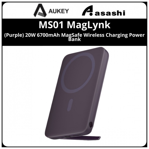 AUKEY MS01 (Purple) MagLynk 20W 6700mAh MagSafe Wireless Charging Power Bank