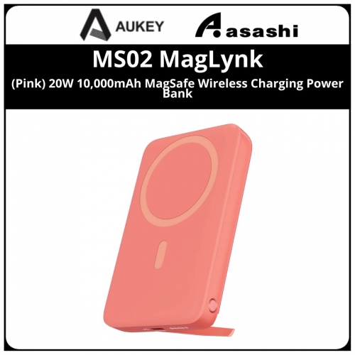 AUKEY MS02 (Pink) MagLynk 20W 10,000mAh MagSafe Wireless Charging Power Bank