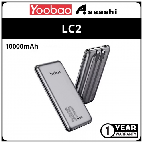 Yoobao LC2 10000mah Power Bank - Grey (1 yrs Limited Hardware Warranty)