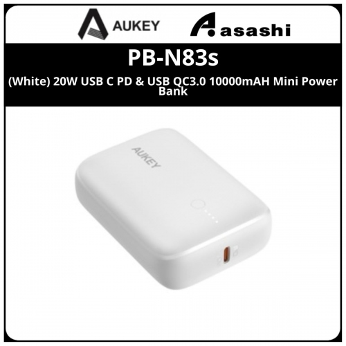AUKEY PB-N83S (White) 20W USB C PD & USB QC3.0 10000mAH Mini Power Bank