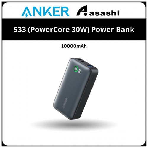 Anker 533 (PowerCore 30W) 10000mAh Power Bank - Black (30W 2C1A)