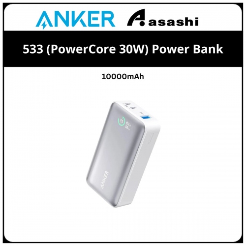 Anker 533 (PowerCore 30W) 10000mAh Power Bank - White (30W 2C1A)